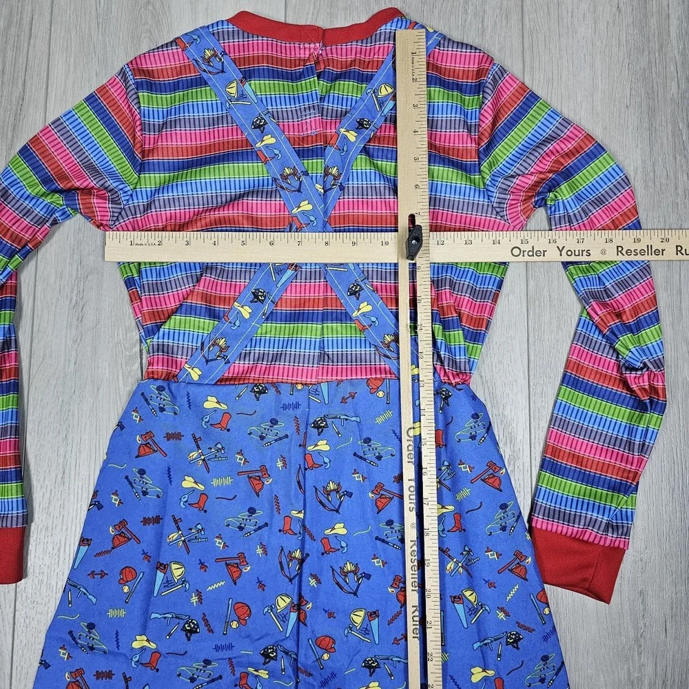 Chucky Halloween Costume Girls Medium 8-10 Years Old Blue One Piece Jumpsuit